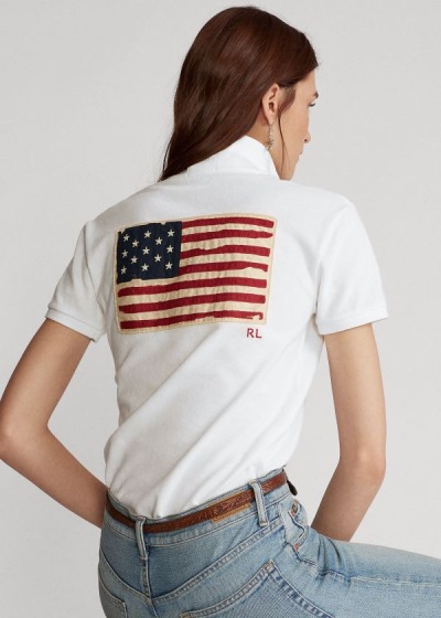 Women's Polo Ralph Lauren Classic Fit Flag Polo Shirts | 849526QBC